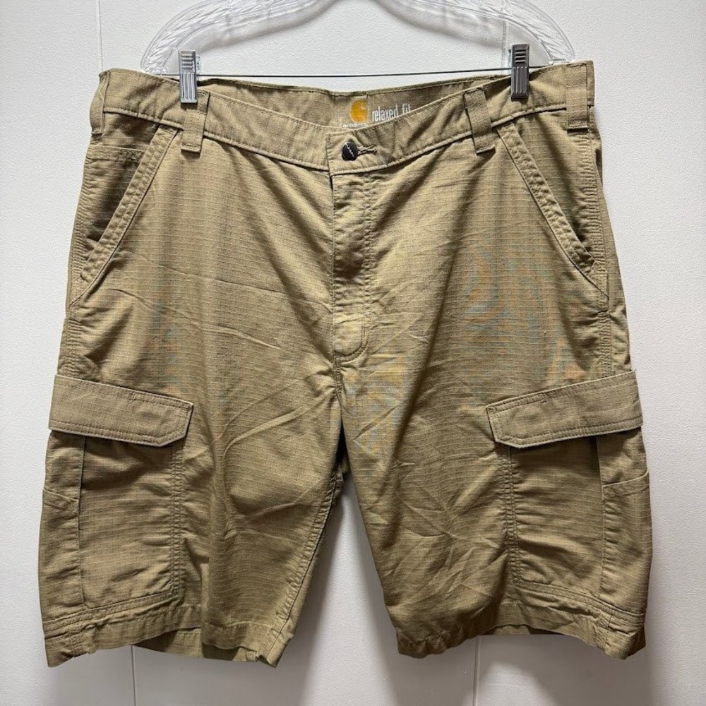 Carhartt Force Broxton Cargo Shorts Mens 40 Tan Ripstop Relaxed Fit